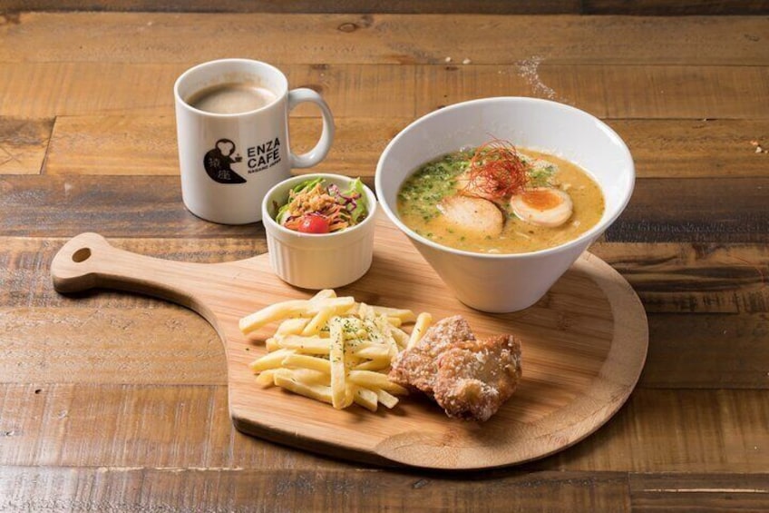 Lunch is at Enza Cafe nearby the park. Your choice of chicken ramen, teriyaki chicken pizza or nozawa & mushroom pizza.