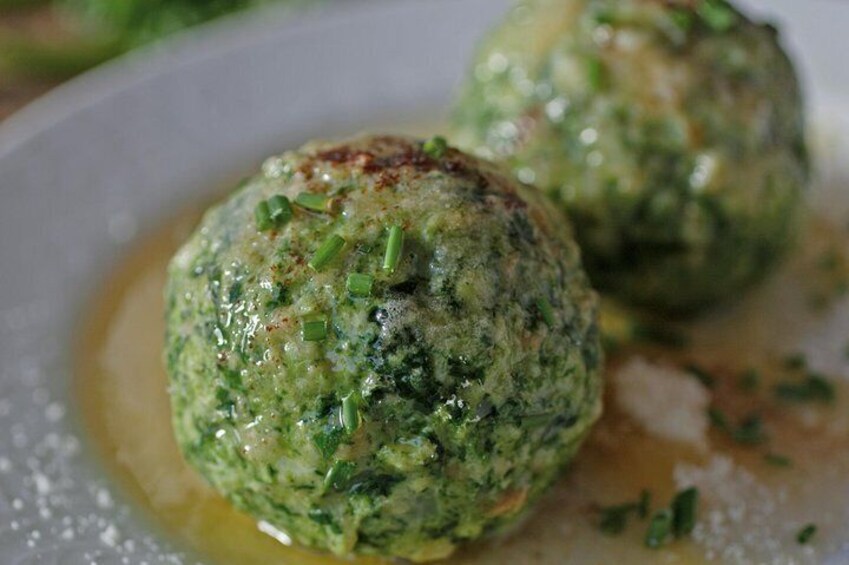 Knoedel typical local spinach dumpling