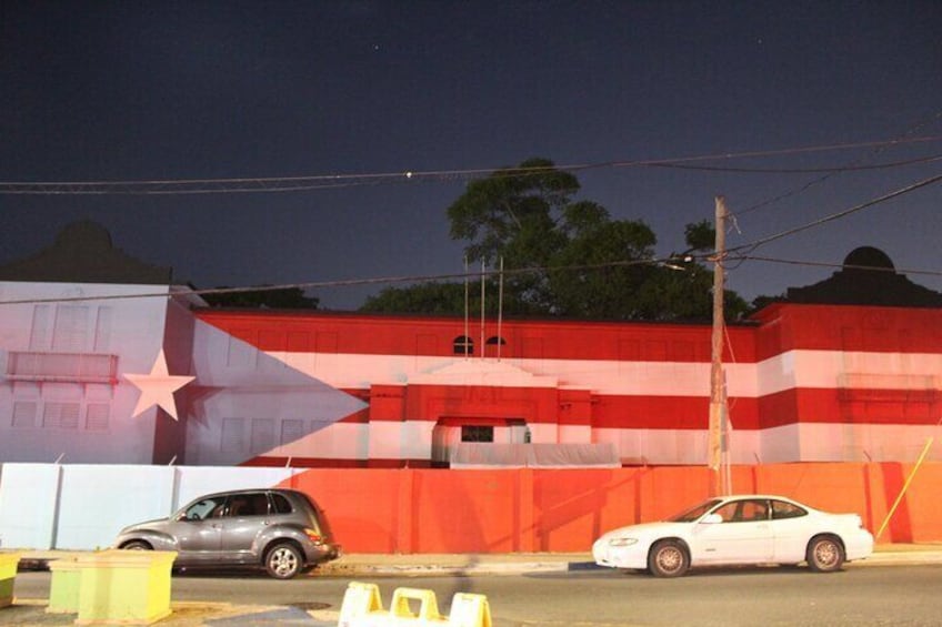 19th century small Spanish Fort at downtown Aguadilla with a little boricua paint job from the 21st century