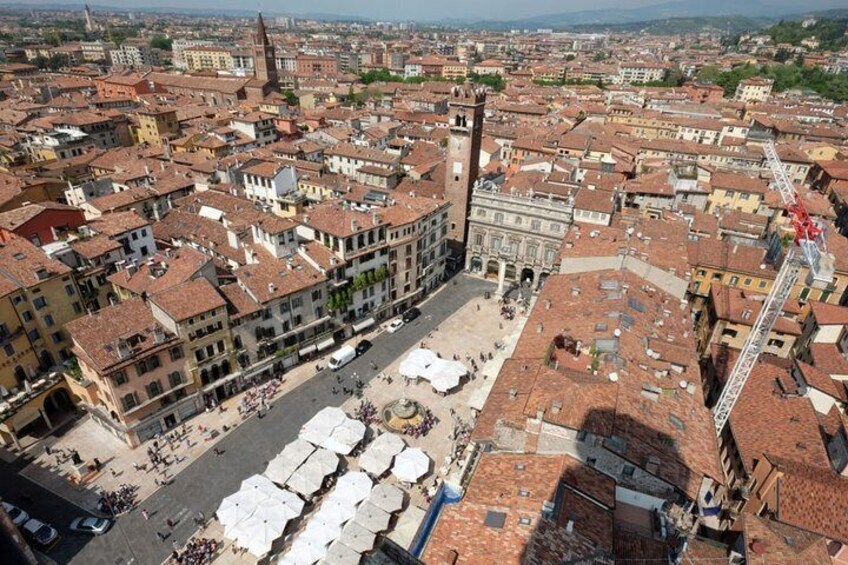 Piazza delle Erbe seen from the Torre dei Lamberti.