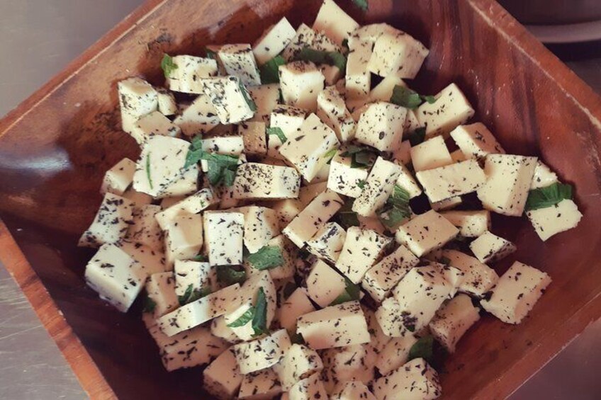 Try the traditional halloumi cheese