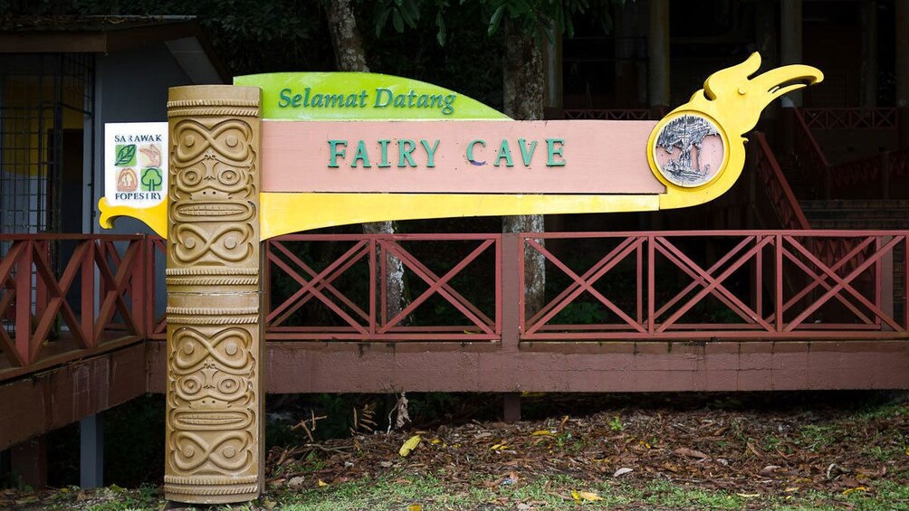 Sign to the Fairy Cave's million-year-old rock formations in Malaysia