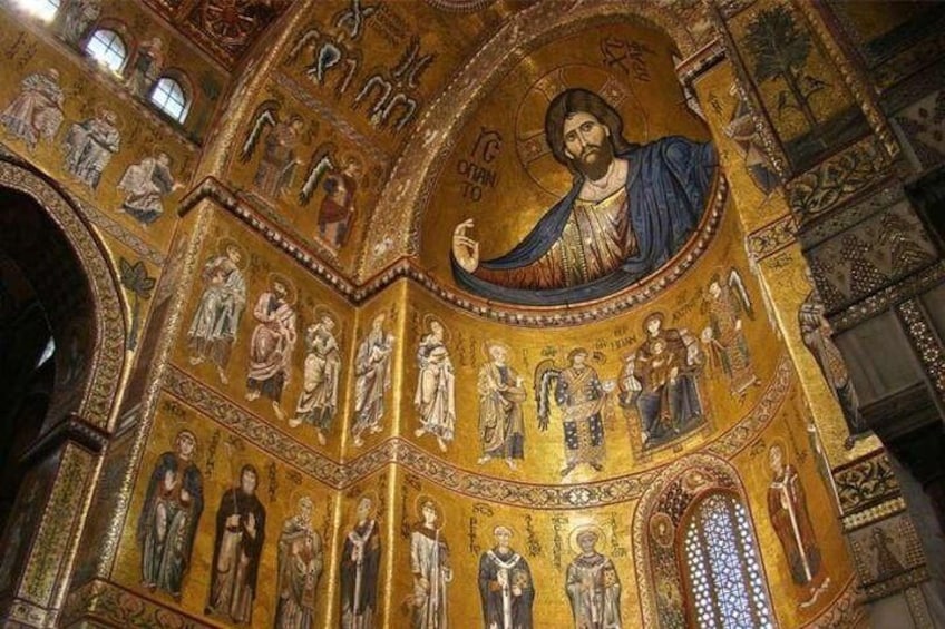 Cathedral interior Monreale Christ Pantocrator