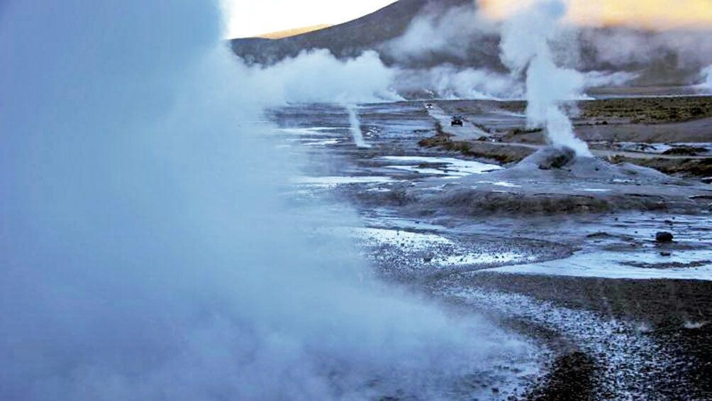 Steam rising from Geysers in Chile
