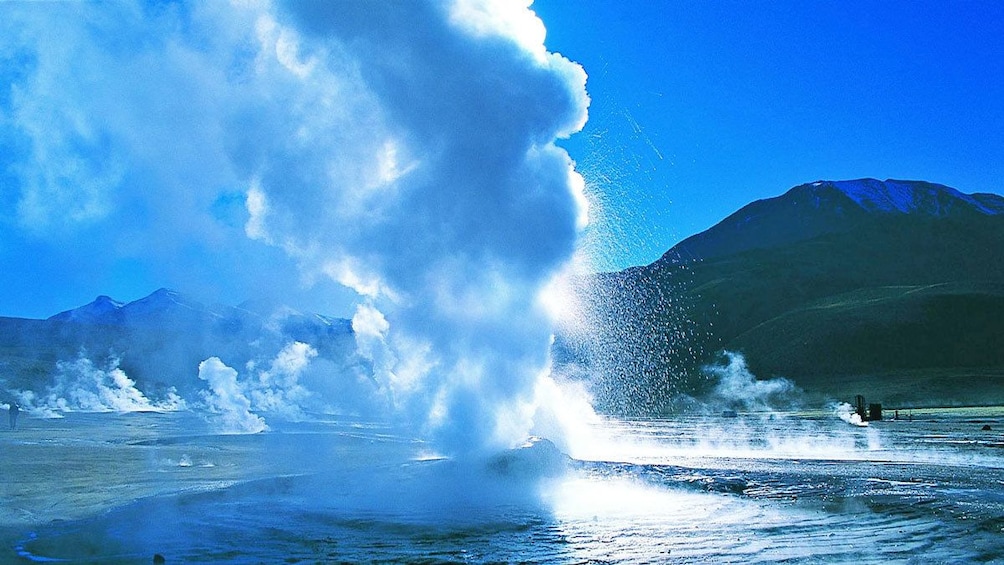 Geyser spewing steam and water in Chile