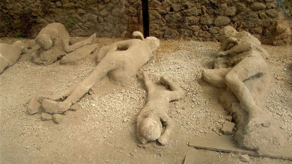 Plaster casts of victims of Pompeii