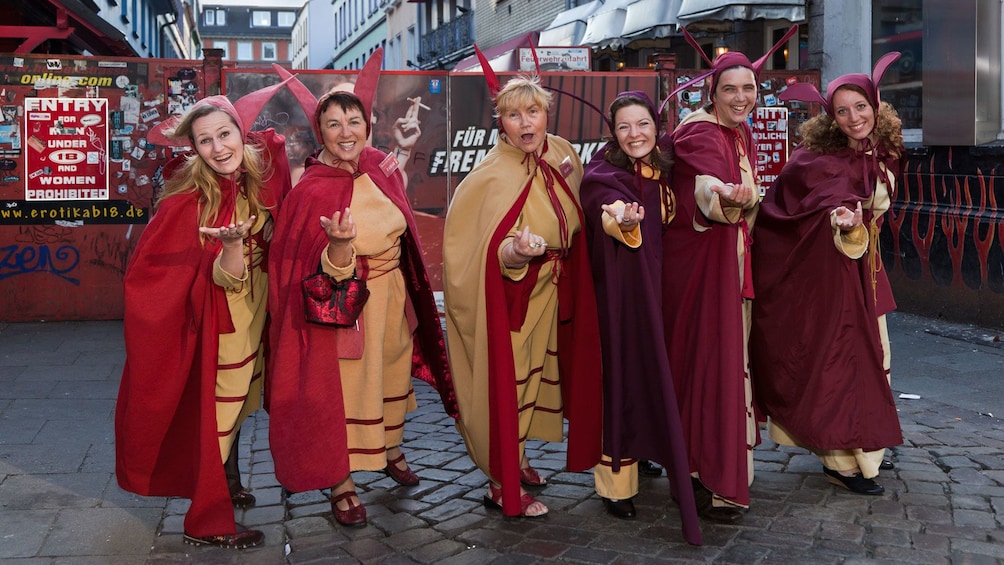 Group of tour guides in costume in Hamburg