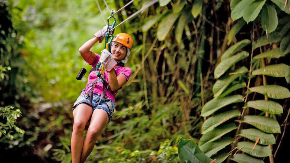 Girl on zipline in Antigua