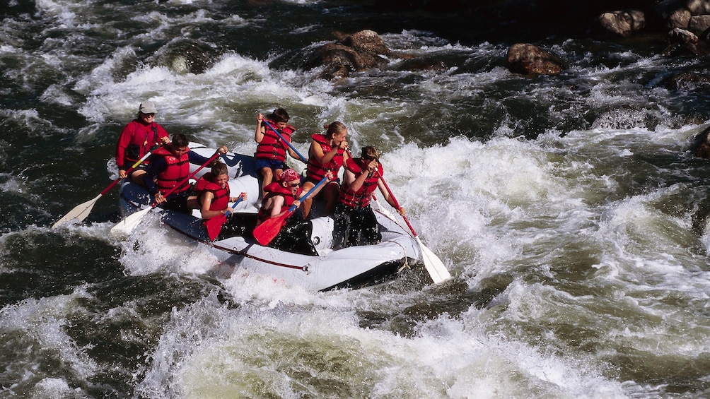 rafters getting soaked by the rapids in Kota Kinabalu