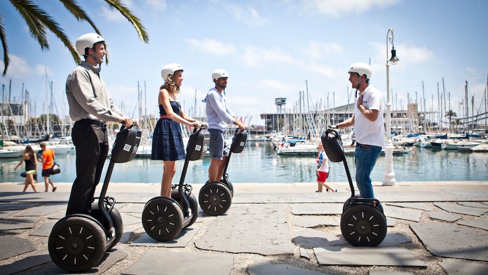 segway riders following the guide in Barcelona