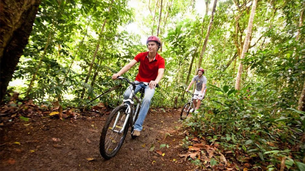 bikers riding through a dirt path in Saint Lucia