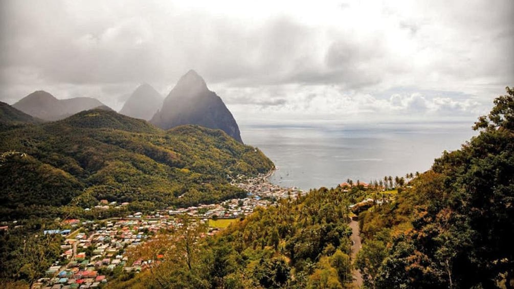 mountain and ocean view in St Lucia