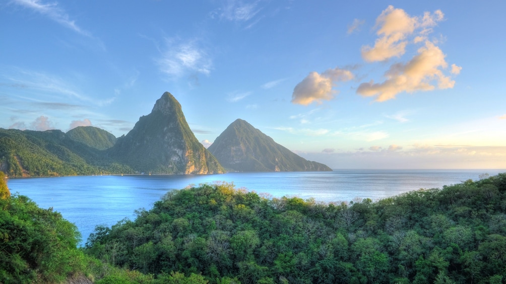 mountain and ocean view in St Lucia