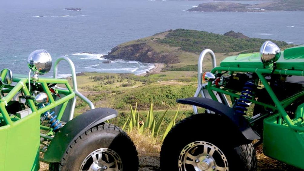 dune buggies on top of the mountain in Saint Lucia