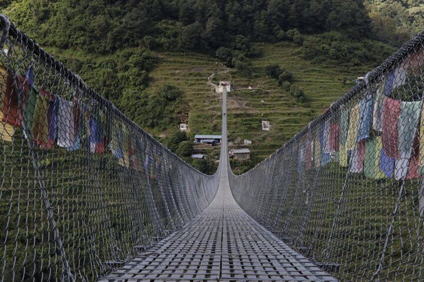 Suspension bridge while trekking to Annapurna Base Camp Nepal