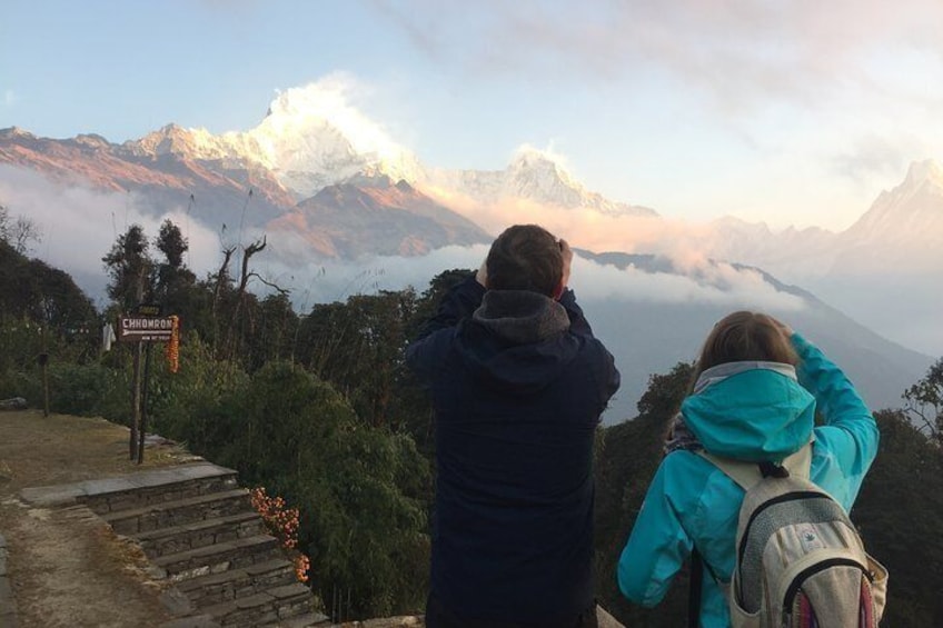 Enjoying the Annapurna Mountains views.