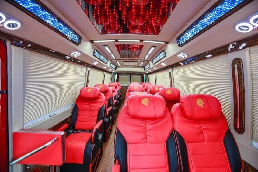 Board the comfortable limousine bus during the tour