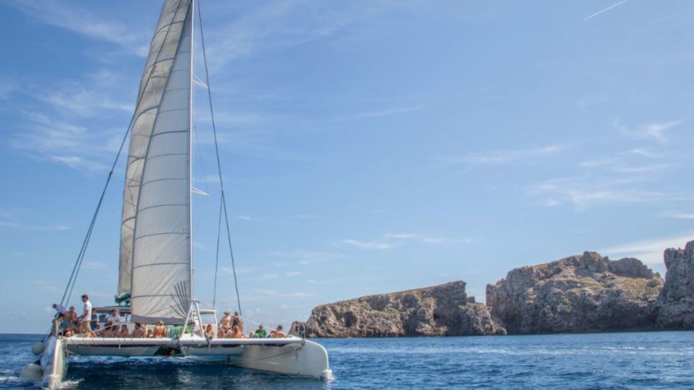 Catamaran sailing around Mallorca Island