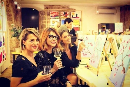 Målarfest på Art Bottega - Paint & Wine Studio i Zagreb
