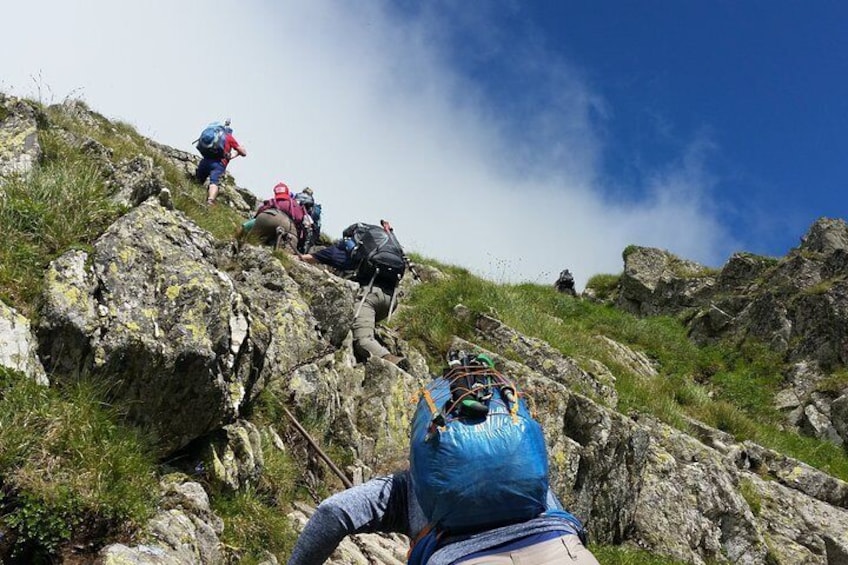 difficult hike in Carpathians