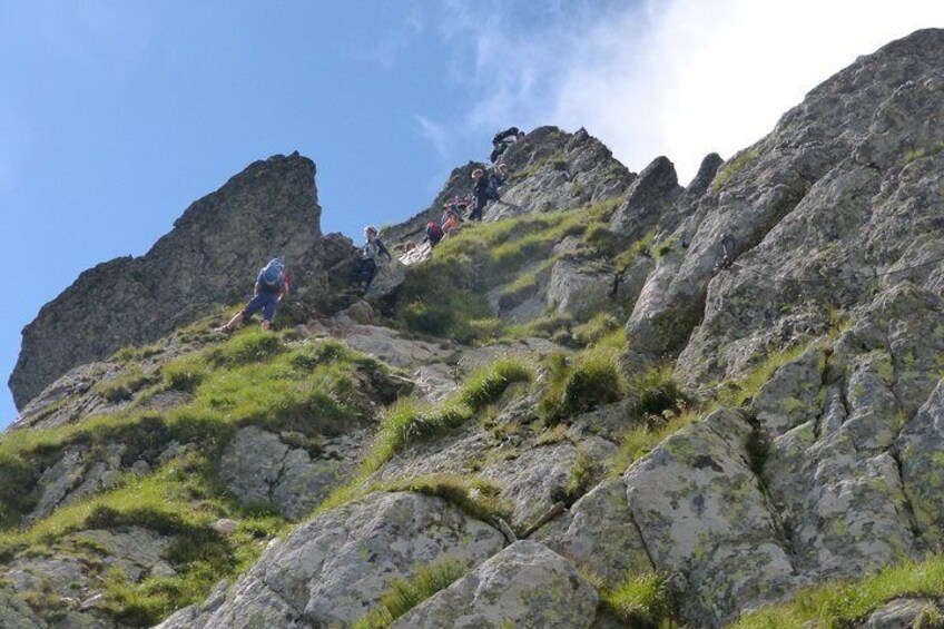 difficult hike in Carpathians