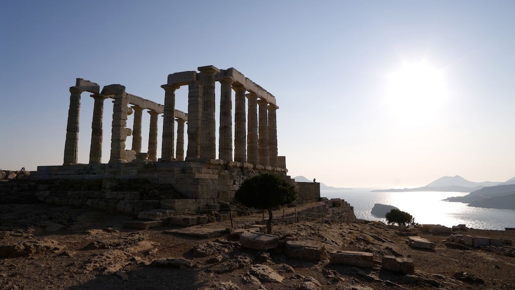 ruins of stone columns in greece