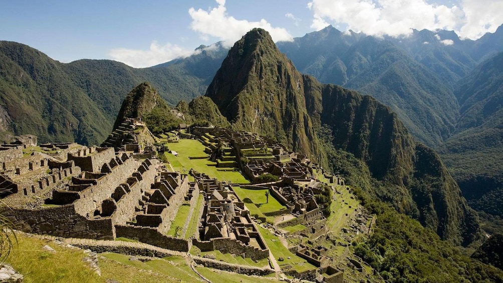 Aerial view of the ancient ruins of Machu Picchu