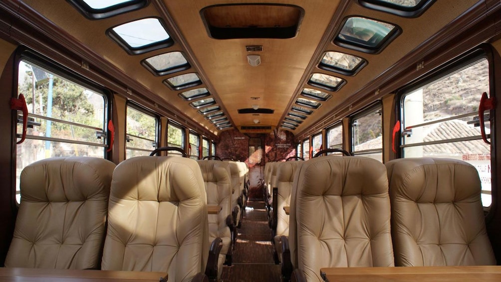 Interior view of the Inca Rail coach train