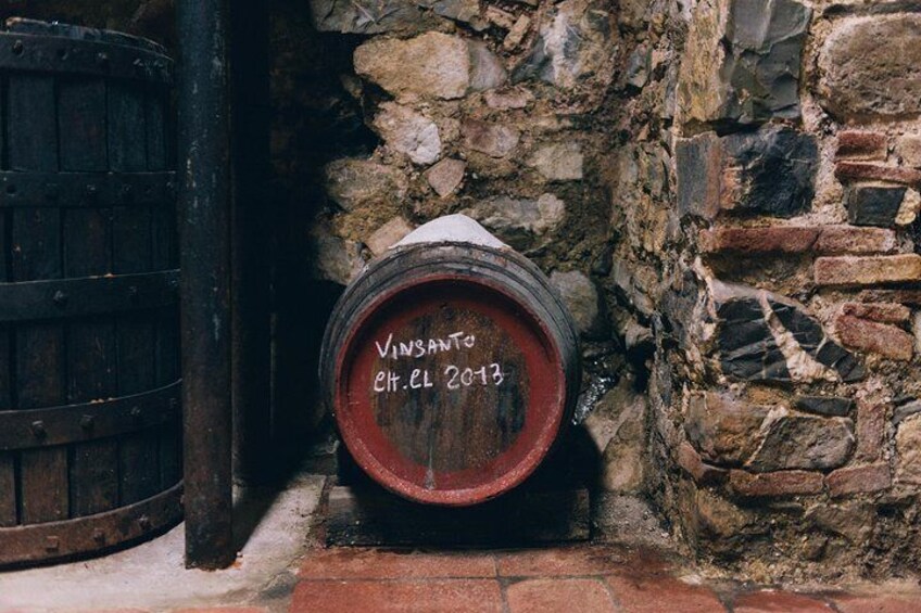 Grape stomping in Tuscan farmhouse from Siena