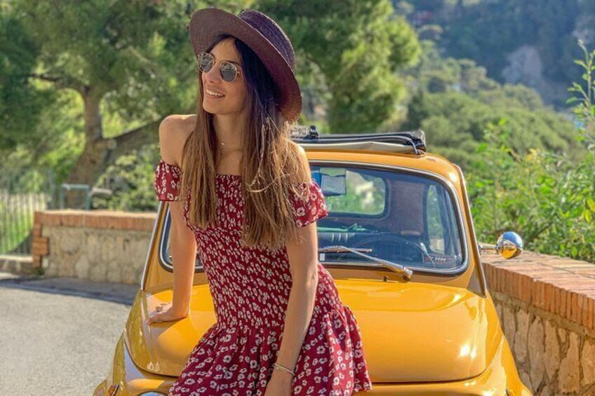 Photo tour in Capri with the iconic yellow Fiat 500