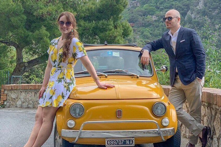 Photo tour in Capri with the iconic yellow Fiat 500