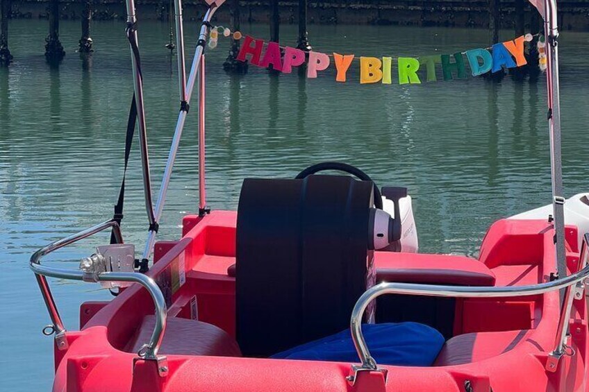 Unique way to celebrate Birthday - rent an electric boat in San Diego Bay! Bring a lunch, snacks and nonalcoholic beverage to celebrate!