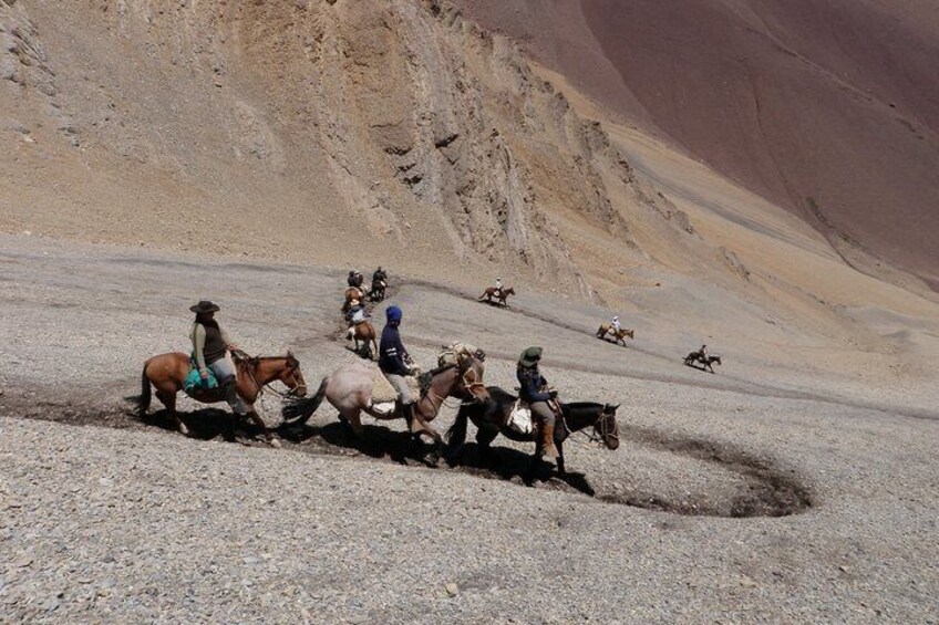 Andes Crossing on Horseback 