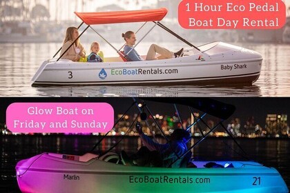 1 HOUR Eco Pedal Boat Day Rental and Night Glow Boat in San Diego Bay