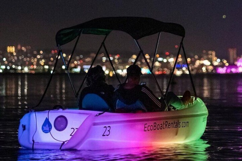 Glow Boat experience is fun Night date idea in San Diego Bay for couples!