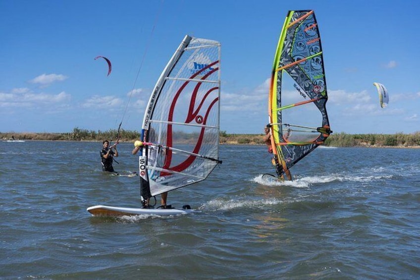 Windsurfing is a lot of fun in the lagoon