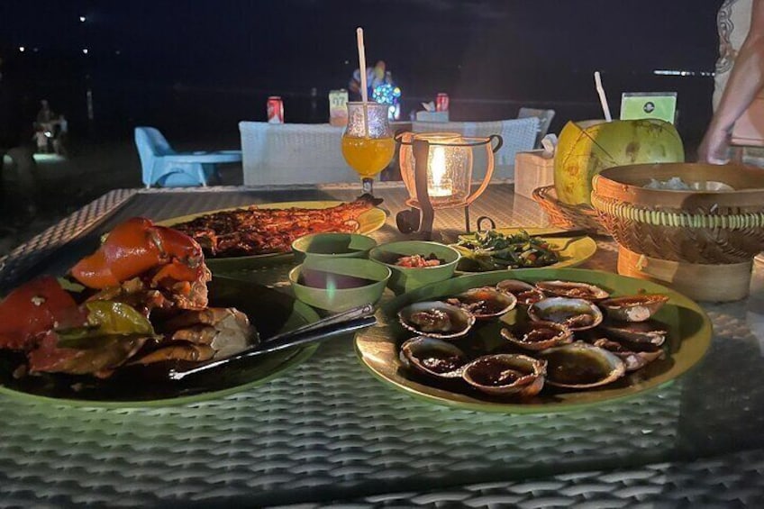 Seafood Dinner In The beach Romantic Dinner at Jimbaran Beach
