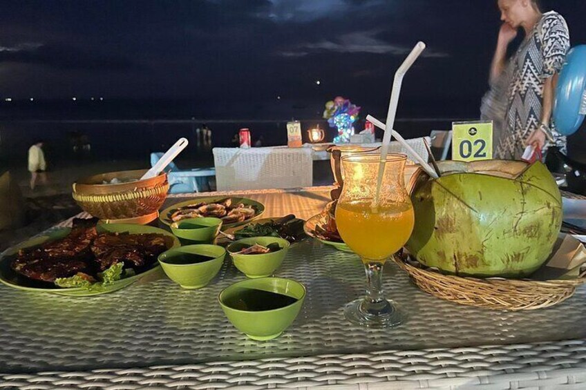 Seafood Dinner In The beach Romantic Dinner at Jimbaran Beach