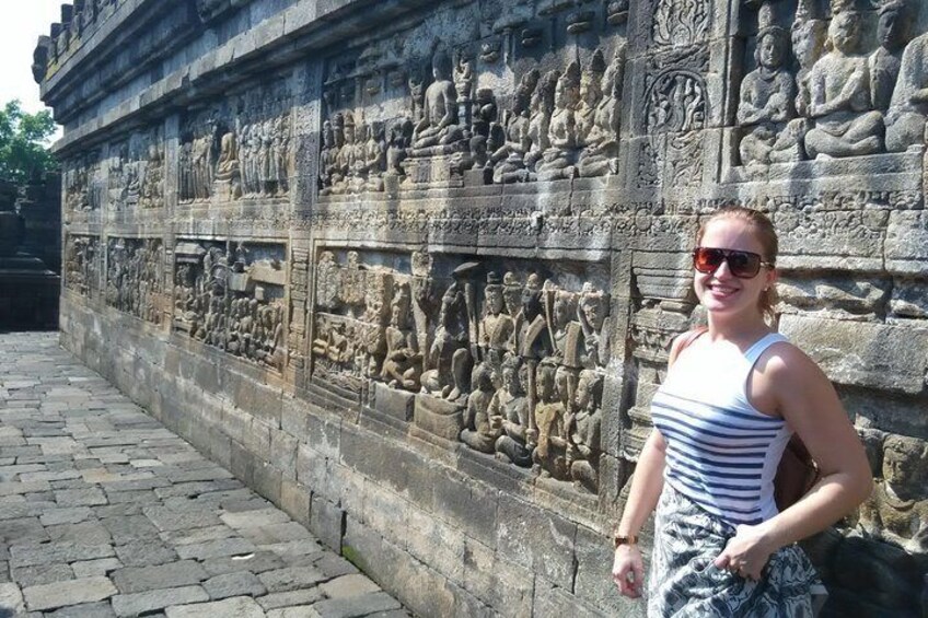 Our guest from Canada happy visited Borobudur temple