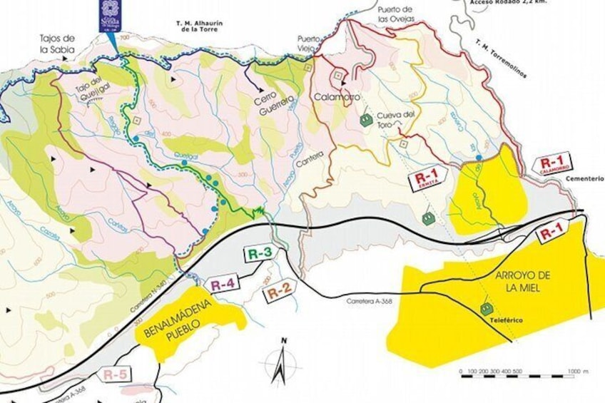 Benalmadena Bike Park map with routes