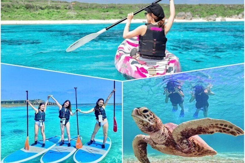 [Miyako] Great view beach SUP/Canoe & sea turtle Snorkeling!