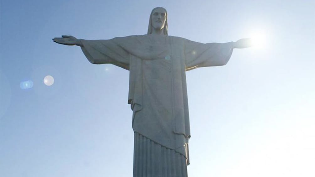 View of Christ Redeemer on the top of Corcovado hill in Rio de Janeiro 