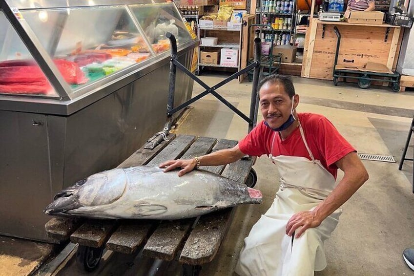 Preparing to sashimi a "small" tuna
