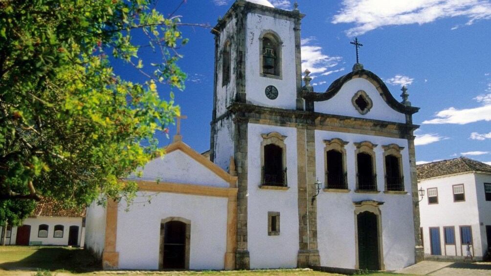 Historical white church in Paraty