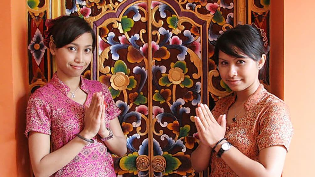 welcoming staff members at the spa in Bali