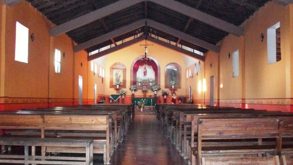 Inside a traditional Catholic church in Ixtapa