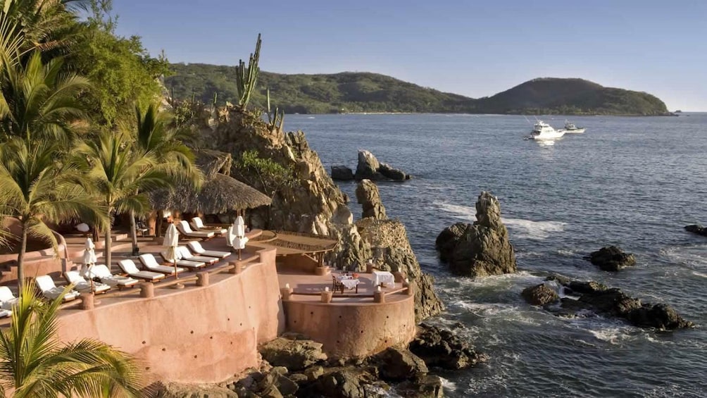 Palm trees adorn the coastline of Ixtapa, Mexico