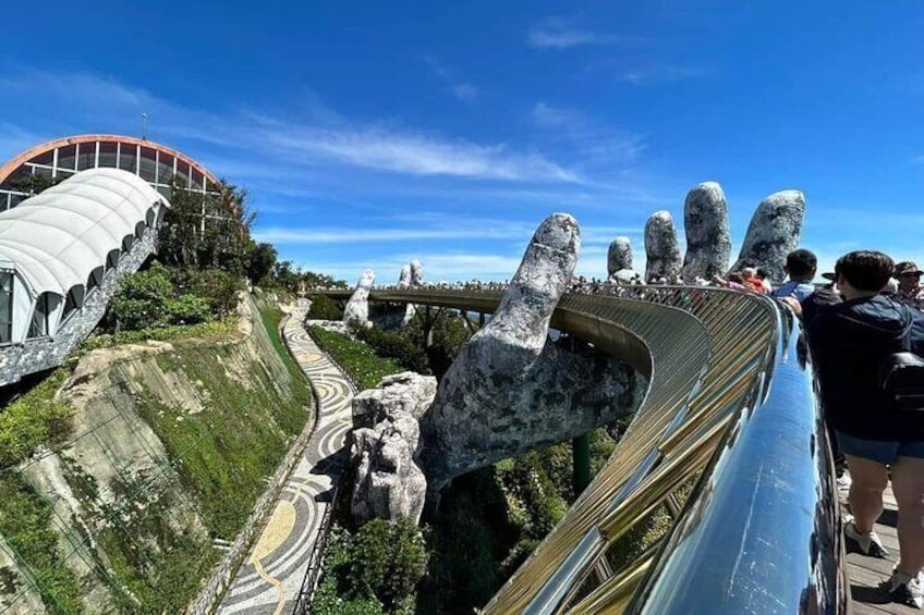 Golden Bridge - Marble Mountain -Hoi An City Tour- Riverboat Ride