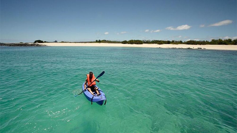 Person kayaking on Galapagos 