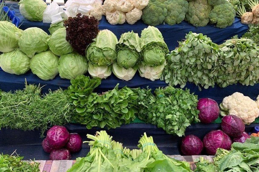 Kadikoy fish market. Fresh herbs and greens. 